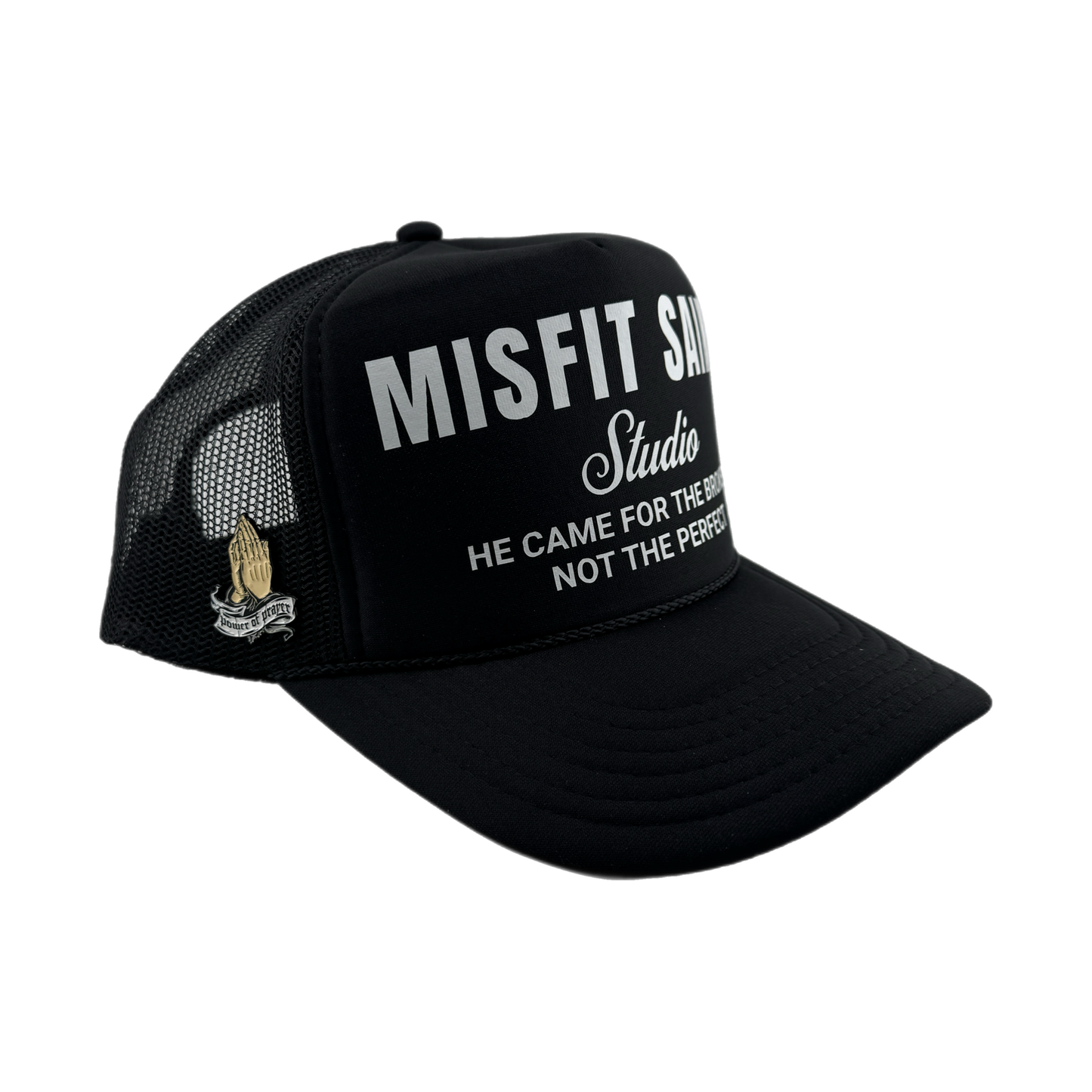 Misfit Saint (Studio) Trucker Hat-Black/White