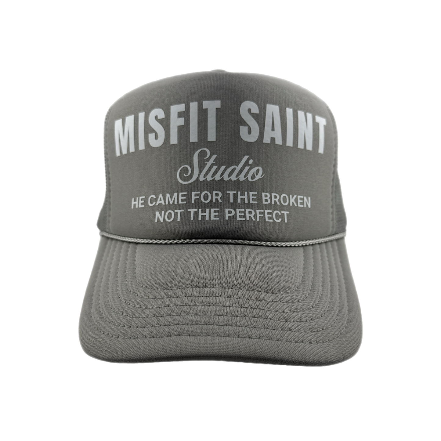 Misfit Saint (Studio) Trucker Hat-Grey/White