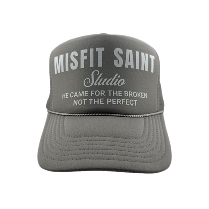 Misfit Saint (Studio) Trucker Hat-Grey/White