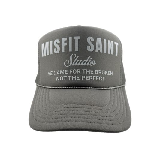 Misfit Saint (Studio) Trucker Hat-Grey/White