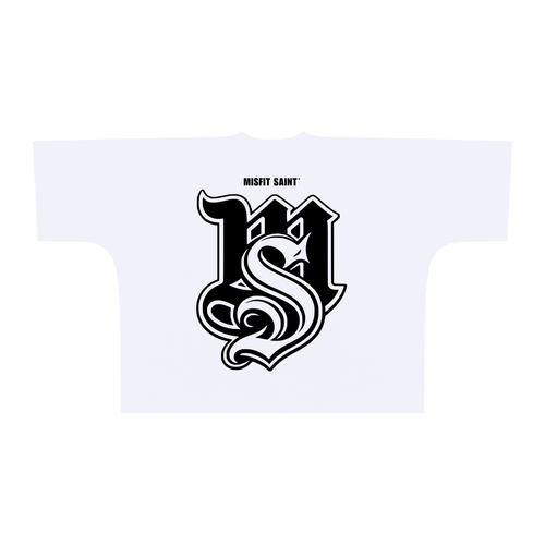 Christian ,misfit saint,streetwear,faith,white,black,monogram