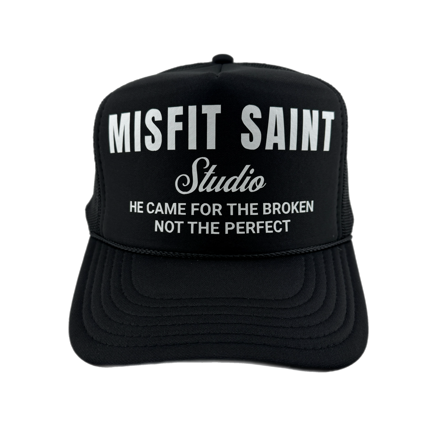 Misfit Saint (Studio) Trucker Hat-Black/White