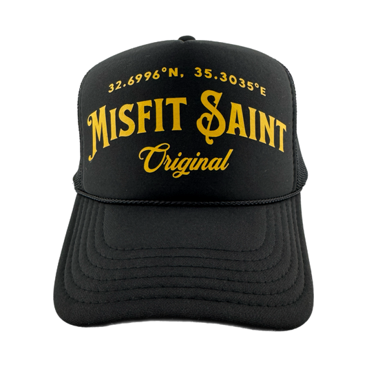 Misfit Saint (Original) Trucker Hat-Black/Yellow