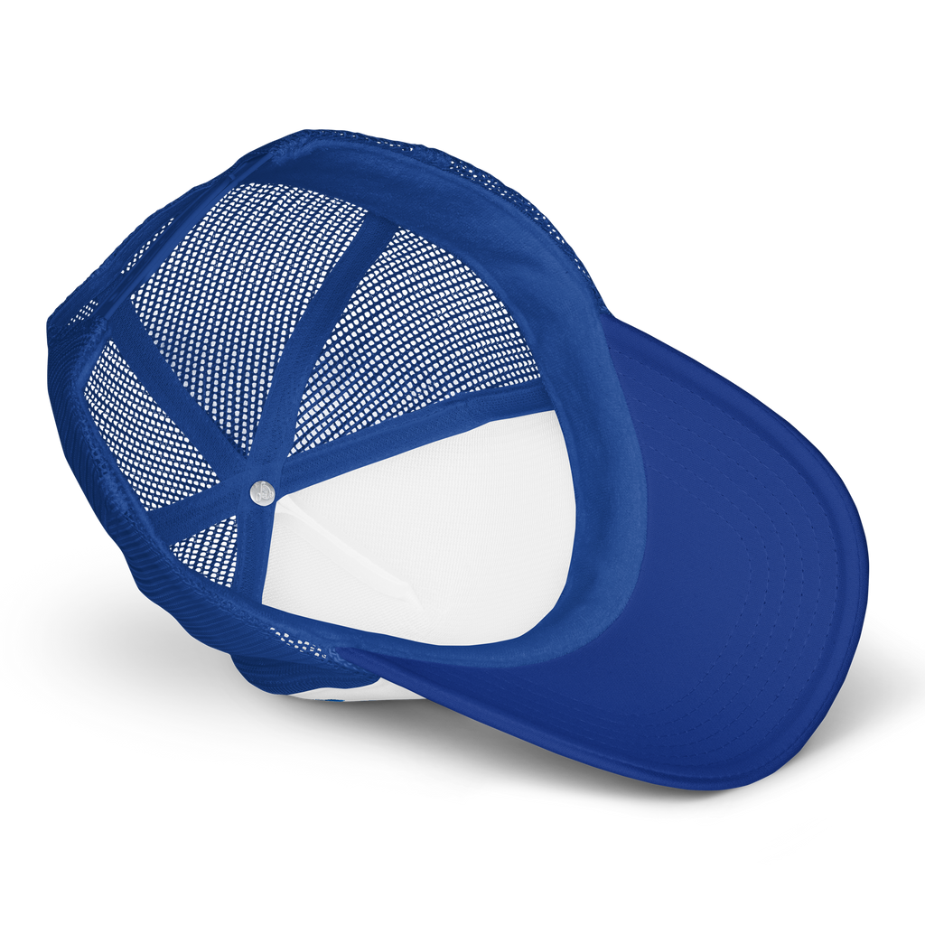 Misfit Saint (No Love For "Snakes") Trucker Hat-Royal Blue/White